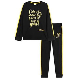 Harry Potter Meisjes pyjama's, Kids lange mouwen PJ's, Marauder's kaart geschenken voor meisjes, Zwart, 11-12 jaar