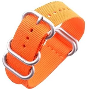 horlogebandje lus, horlogebandjes, 20/22/24mm Heren Ademend Comfortabel Ringgesp Nylon Horlogeband Slijtvast Horloge Polsband Accessoires (Color : Orange Silvery Clasp_20mm)