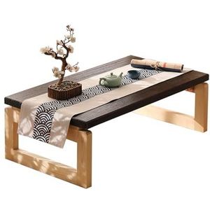 INEOUT Japanse vloertafel, lage tafel om op de grond te zitten, opvouwbare massief houten salontafel, draagbare opvouwbare Japanse tafeltafel