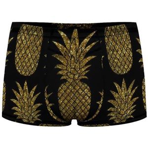 Gouden Glitter Ananas Heren Boxer Slips Sexy Shorts Mesh Boxers Ondergoed Ademend Onderbroek Thong
