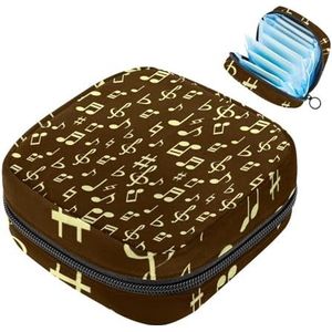 MUOOUM Golden Music Notes Patroon Maandverband Opbergtas Menstruatie Pad Tas Draagbare Menstruatie Cup Pouch met Rits voor Tiener Meisjes Vrouwen Dames