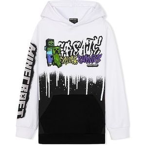 Minecraft Creeper Hoodie - Gaming Hoodie voor jongens en tieners - Leeftijd 5-14, Wit/Zwart, 11-12 jaar
