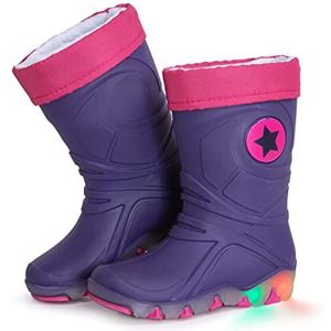 Regenlaarzen - Violet/Fuchsia - Met Uitneembare Warme Voering - LED-Lichteffect - Reflecterende Details van 3M Scotchlite