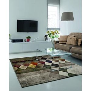 the carpet Monde Modern designer woonkamertapijt, zacht, laagpolig, blikvanger, driehoek, beige, 80 x 150 cm