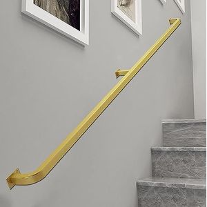 Gouden Trapleuning voor Trappen - Wandgemonteerde Gegalvaniseerde Ijzeren Grab Bar Reling in Industriële Stijl, Veiligheidsterrasplanken (80cm)