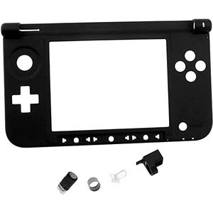 GGZone Vervanging Shell Behuizing Bodem Midden Plastic Frame Zwart Compatibel voor Nintend 3DS LL/XL + Scharnier Onderdelen