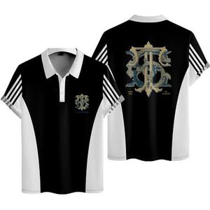 Larry June Polo Tee Mannen Dames Mode T-shirts Jongens Meisjes Cool Zomer Korte Mouw Shirts, Zwart, 4XL
