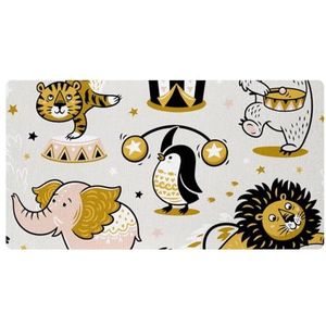 Cartoon circus dier leeuw tijger pinguïn grappige keukenmat, antislip wasbaar vloertapijt, absorberende keukenmatten loper tapijten voor keuken, hal, wasruimte