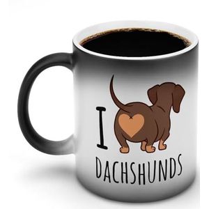 Leuke Teckel Hond Leuke Grafische Koffie Cup met Handvat Hot Changing Keramische Travel Mok voor Home Office