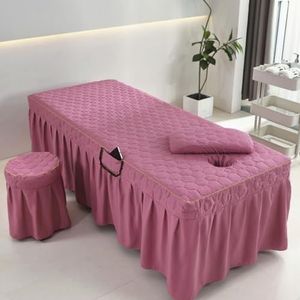 Roze,80x190cm(S),LDLCYCN Massagetafel Bedrok Met Gezichtsgat Spa Massage Bed Hoes Met Rok Schoonheidssalon Massage Matrashoes Sprei Ademende Beauty Bed Rok Vierkant Rond Hoofd