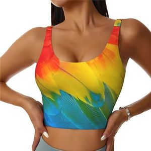 Fantastische papegaai veer print casual wear vrouwen sport vest yoga vest workout vest voor vrouwen lichtgewicht trendy, Zwart, S