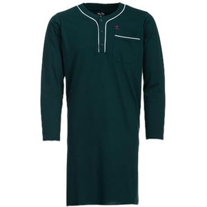 Henry Terre Nachthemd heren lange mouwen effen borstzak knoopsluiting maat M-3XL, groen, 3XL