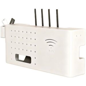 TAUIANE Wall-Mounted WiFi Storage Box, WiFi Box Hider, Metal Router Storage Box Shelf, Concealment Cabinet, Ideal Cable Management Solution for Living Room and Workspaces,Wit,40 * 20 * 10cm