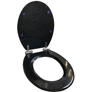 Wc bril Kleurrijke toiletbril Glanzende toiletbril Slow Close Toiletbrillen Badkamer Decoratieve toiletbril Sterke scharnieren Toiletbril (Kleur: Goud, Maat: 42 * 34cm) ( Color : Black , Size : 42*34c