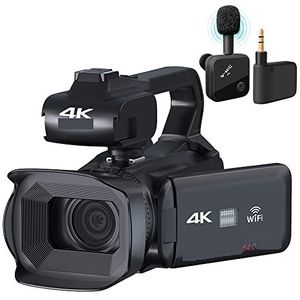 Videocamera Vlogcamera Recorder 60FPS 4K Vlog Camcorder 64MP Fotografie Videocamera Live Streaming 18X Zoom AF Digitale Recorder 4""Aanraakscherm draaien(16G SD Card,With Wireless MIC)