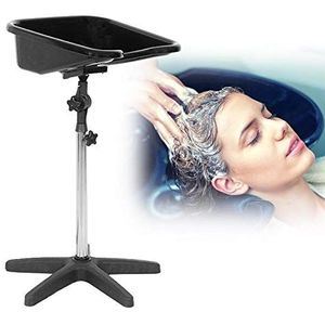 Professionele kapperskwastafel, achterwaartse wastafel, mobiele wasstoel, in hoogte verstelbaar, zwart, haarbekken, kapsalon, kom, kunststof, shampoo, haarbehandeling, beauty-tools
