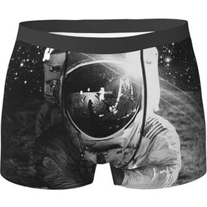 ALLiYa Sugar Skulls Heren Platte Hoek Ondergoed (Meerzijdig) Leggings Mannen Elastische Platte Hoek Shorts, Lunar Astronaut, S