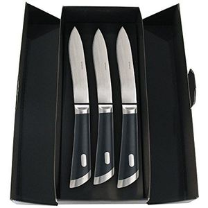 Sambonet Special Knife roestvrij staal 18/10 set 3 steakmessen T-Bone 25,6 cm, glad lemmet, zwart, 29 x 13 x 6 cm, 3 stuks