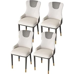 GEIRONV Keuken Kamer Stoelen Set van 4, Moderne Woonkamer Zijstoelen met Zachte Pu Lederen Hoes Kussen Zitting en Metalen Poten Eetkamerstoelen Eetstoelen (Color : Gris, Size : 91 * 47 * 45cm)