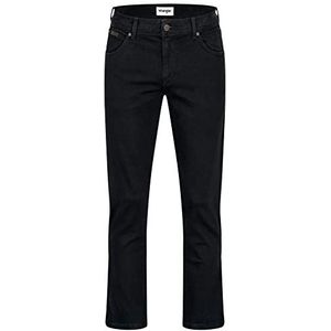 Wrangler Texas Stretch Jeans Heren Regular Fit Authentic Straight, Zwart Overdye., 33W/ 32L