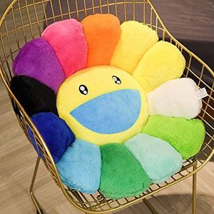 40-60 cm Zonnebloem Kussen Japan Regenboog Bloem Knuffel Baby Kids Vloer Speelkleed Zitkussen Sofa Thuis decor Kussen 60 cm yellowcolorful