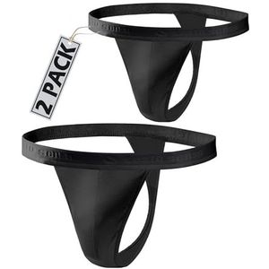 Sesto Senso - Heren Gstring - Zwart - Ondergoed - Katoen - 2 Pack