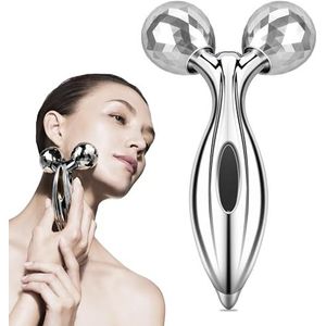CINY 3D Roller Gezichtsmassager, Gezicht Lift Tool Lichaam die Firmer Shaper Spierontspanning Huid Sculpting Lift 360 Graden Rotatie Massage Roller Zilver voor Gezicht Armen Benen Billen En Rug