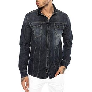 Redbridge Premium denim hemd jeanshemd casual vrijetijdshemd, M5034 - donkerblauw, S