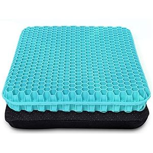 HSSGGV Gelzitkussen, zitkussen, dik met antislip overtrek, ademend stoelkussen, honingraatdesign, absorbeert drukplekken voor auto, bureaustoel, rolstoel (melkblauw)