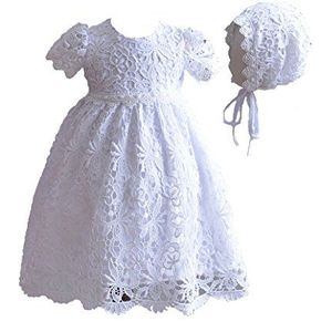 Cinda Baby kant doopjurk met muts, wit, 74/80 cm