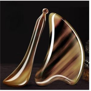 2 Stuks Natuurlijke Hoorn Schrapen Board & Massage Stok Schoonheid Set Gezicht Oog Kaaklijn Lift Schraper Hals Gua Sha Huidverzorging spa Gereedschap (Color : Type 2)