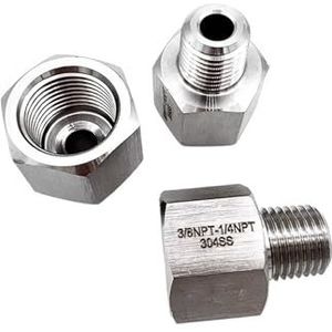 BLLUYJXZ 1 stuk 1/4 inch mannelijk naar vrouwelijk M10 12 14-20 1/8 inch 1/4 inch 3/8 inch 1/2 inch zeskantige reduceernaaf van roestvrij staal 304 (1L2 BSPT Female_M TO F)