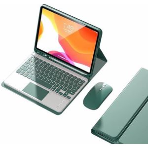 Toetsenbordhoes voor iPad (A16) 11e/10e generatie 2022/2025, Magnetisch Afneembaar Draadloos Toetsenbord, Ingebouwde Penhouder, Ultradunne Beschermhoes Met Bluetooth-Muis,Dark green
