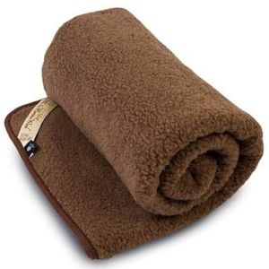 Merino Wool Merino schapenwollen deken/knuffeldeken, 100% merinowol, schapenwol, merinowol, 250 x 200 cm, deken balnket 200 x 250 cm, bruin
