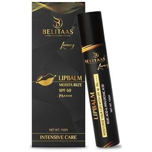 Belitaas LipBalm with SPF 60 PA+++ - Lip Balm for Dark Lips with Kojic Acid & Hyaluronic Acid| For Dark, Pigmented, Dry, Flaky Lip | Brightens Pigmentation | For Women & Men - (15gm)
