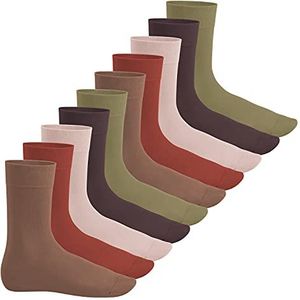 Footstar Everyday! 10 paar damessokken met katoenen basic sokken, herfstkleuren, 43-46 EU
