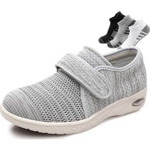 Diabetische Damesschoenen,Geschikt Voor Senioren Verstelbaar Wandelschoenen(Light Gray,49EU)