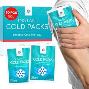 Medi Grade Instant Coldpack, 50 Stuks van 100g (11,43 cm x 15,24 cm) - Koud Kompres voor Onmiddellijke Verlichting, Geen Vriezer Nodig - Ice Pack voor Knie en Enkel - Ijskompres met Stabilisatieband