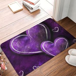 YNCATXZ Paarse harten deurmat 40 x 60 cm antislip indoor outdoor mat welkomstmat wasbaar deurmat voor entree deurmat absorberende flanellen badmatten