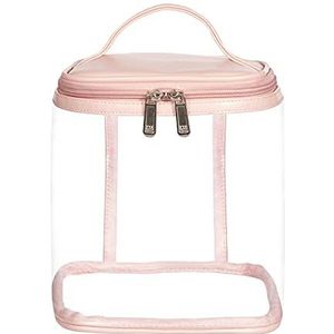 HAOGUAGUA Premium transparante make-uptas met binnenvak, transparant cosmeticatasje voor reizen of dagelijks gebruik, waterdichte strandtas voor zonnebrandcrème huidverzorging (roze)