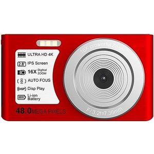 Time Lapse 48MP Compacte Digitale Camera 'S For Fotografie 16X Autofocus Slow Motion Loop Video-opname Camcorder 2.8 ""Scherm Heldere Gedetailleerde Beelden(NO SD Card,Red)