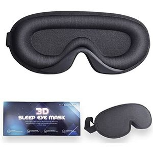 Slaapmasker voor vrouwen en heren, 3D-contourvormige schelpen, oogmasker, 100% lichtblokkerende slaapbril, ploegenwerk en dutjes, zwart inbegrepen
