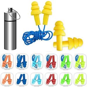 14 paar siliconen oordopjes, slaapoordopjes, gehoorbescherming, oordopjes met opbergdoos, oordopjes met koord, herbruikbaar