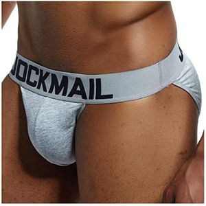 JOCKMAIL Sexy Heren Slips Bikini Katoen Basic Heren Sexy Ondergoed Sexy Heren Bikini Slips Onderbroek, Grijs, L