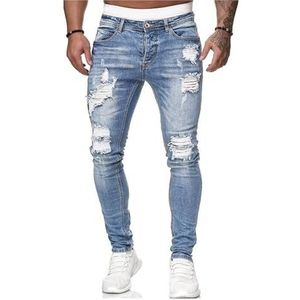 Jeans Voor Heren Baggy Gescheurde Jeans Hiphop Gewassen Jeans Casual Vintage Jeans Tiener Skateboardbroek Streetwear herenjeans (Color : Light blue, Size : XXL)