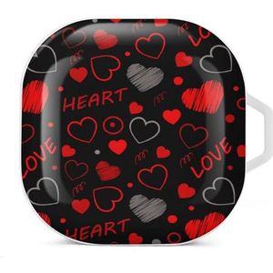 Love Hearts Oordopjes Hoesje Compatibel met Samsung Hard Shell Beschermhoes Wit-Stijl