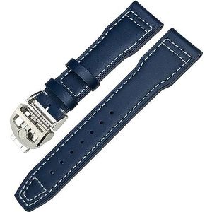 INSTR Echt Rundleer Horlogeband Voor IWC Mark XVIII Le Petit Prince Pilotenhorloge Band 20mm 21mm 22mm (Color : Blue white fold, Size : 22mm)