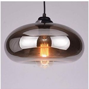 KOSILUM - Hanglamp voor waterdruppel zwart rookglas – Ellipse – warm wit licht verlichting woonkamer slaapkamer keuken hal – 1 x 60 W – E27 – IP20