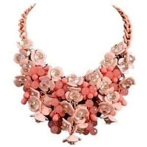 Flower Necklace & Pendant Bohemian Statement Maxi Choker Necklace Party Jewelry Tassel Collier Vintage Collar (Color : pink)
