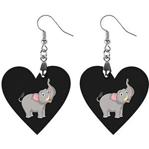 Leuke Olifant Cartoon Mode Leuke Oorbellen Grappige Geschilderde Houten Sieraden Geschenken Voor Vrouwen Liefde